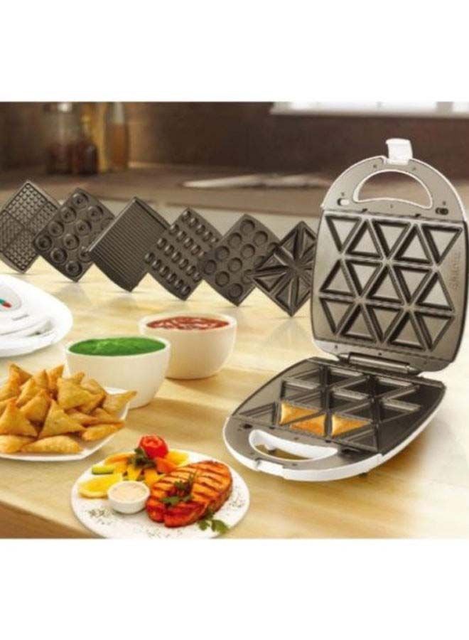 Saachi 7-In-1 Multi Snack Maker with Changeable Plates for Samosas, Nutties, Biscuits, Donuts, Waffles, Sandwiches and Grill 8 Slices & Above 1400 W NL-7M-1542-WH White - Image 4