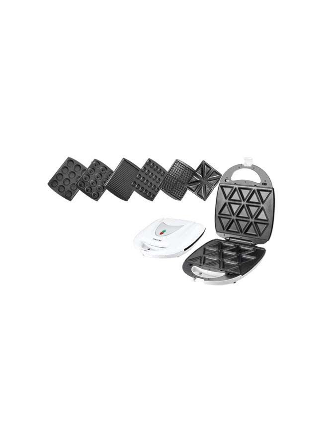 Saachi 7-In-1 Multi Snack Maker with Changeable Plates for Samosas, Nutties, Biscuits, Donuts, Waffles, Sandwiches and Grill 8 Slices & Above 1400 W NL-7M-1542-WH White - Image 1