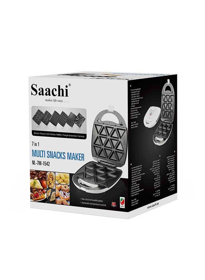 Saachi 7-In-1 Multi Snack Maker with Changeable Plates for Samosas, Nutties, Biscuits, Donuts, Waffles, Sandwiches and Grill 8 Slices & Above 1400 W NL-7M-1542-WH White - Image 5