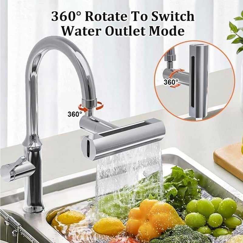 COYRASTH New 4in1 360 Rainfall Kitchen Sink Faucet with Waterfall Feature and Faucet Extender Swivel Faucet for Washing Vegetables and Fruits Lightweight Rain Mode Strong Sprayer Shower - Image 5