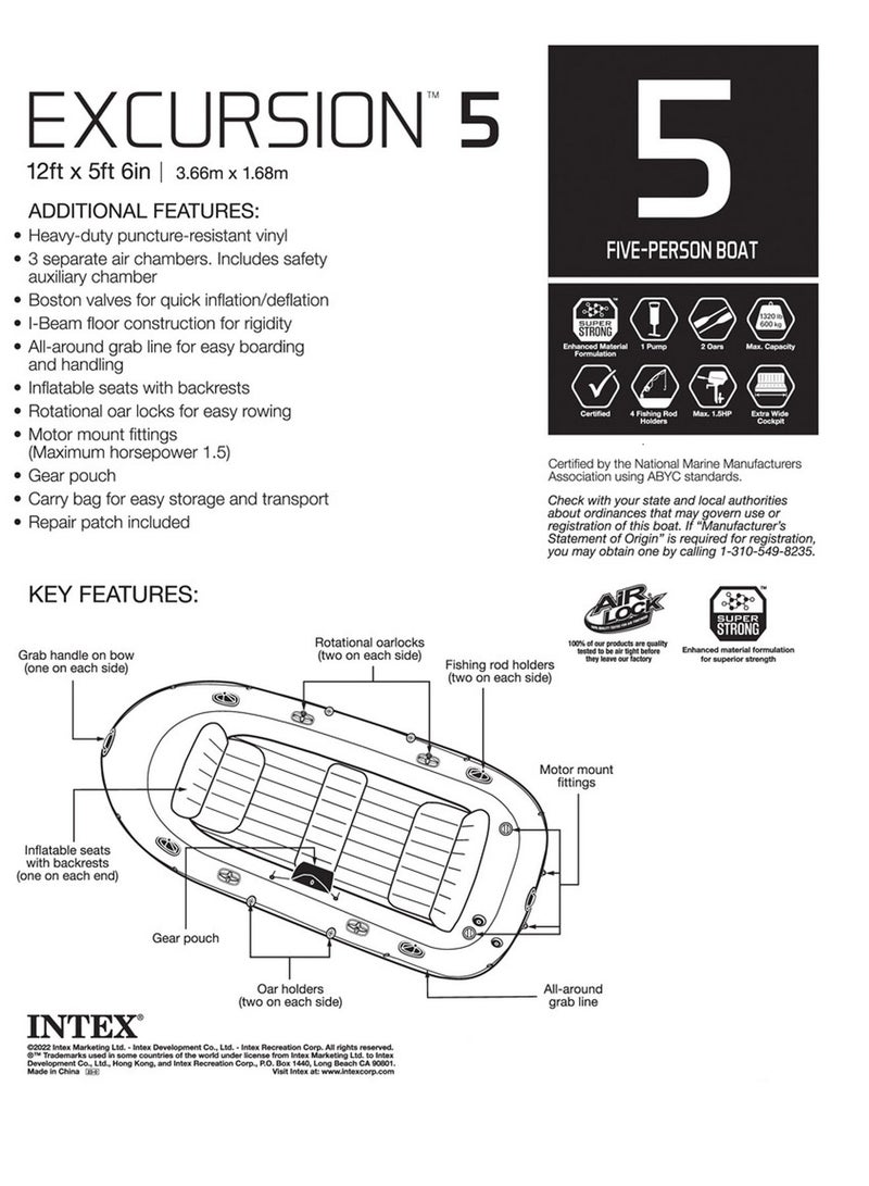 انتكس رحلة 5 مجموعة القوارب | قارب قابل للنفخ يتسع لخمسة أشخاص لصيد الأسماك والتخييم والأنشطة الترفيهية على البحيرة - Image 4