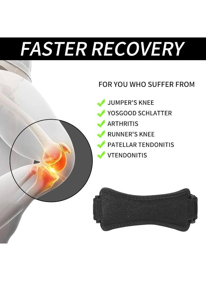 عبوتان من دعامة الركبة لتخفيف الألم ودعم الرضفة مع حزام تثبيت الرضفة القابل للتعديل لركبة القافز، والتهاب الأوتار، والجري، وكرة السلة، والمشي لمسافات طويلة، والكرة الطائرة، والقرفصاء، والتنس، وما إلى ذلك (أسود) - Image 4