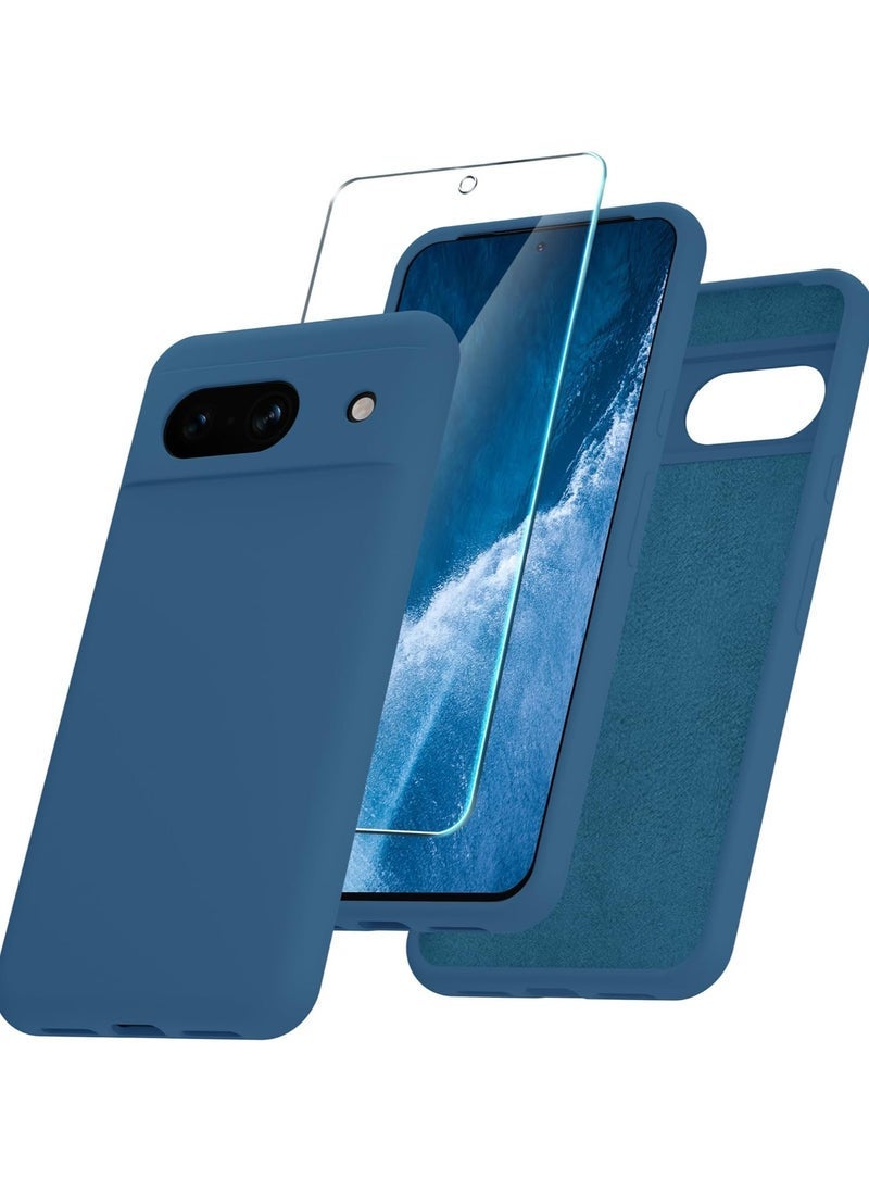 TIGER Google Pixel 8a Case – Silicone Phone Case with 1 Screen Protector, Soft Anti-Scratch Microfiber Lining, Full Body Shockproof Slim Cover, Wireless Charging Support, Navy Blue - Image 1