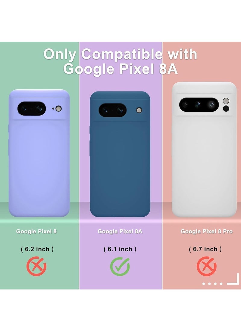 TIGER Google Pixel 8a Case – Silicone Phone Case with 1 Screen Protector, Soft Anti-Scratch Microfiber Lining, Full Body Shockproof Slim Cover, Wireless Charging Support, Navy Blue - Image 2