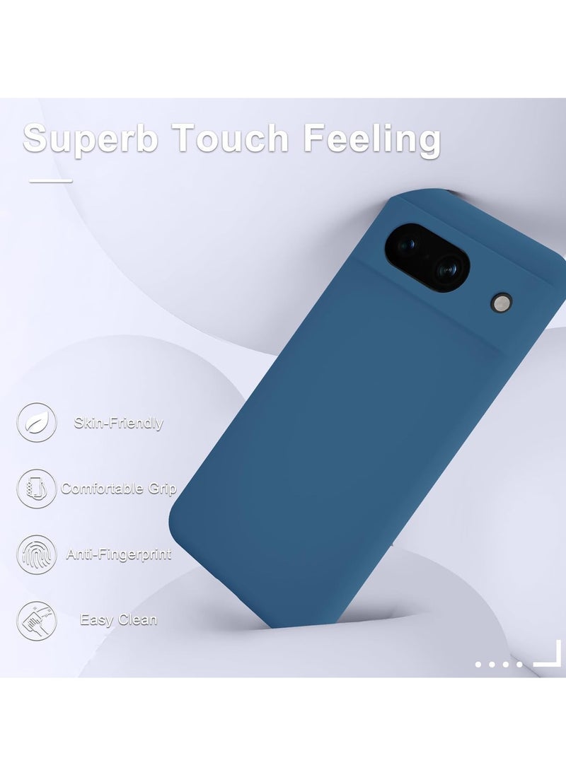 TIGER Google Pixel 8a Case – Silicone Phone Case with 1 Screen Protector, Soft Anti-Scratch Microfiber Lining, Full Body Shockproof Slim Cover, Wireless Charging Support, Navy Blue - Image 4
