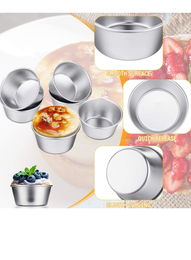 Zikra 10 Pieces Egg Tart Molds, Individual Molds Pudding Molds Cups, Mini Chocolate Molten Pans Carbon Steel Cupcake Cake Cookie Pudding Mold, Round Nonstick Popover Bakeware Tumblers (2.6 x 2 x 1.3 Inch) - Image 3
