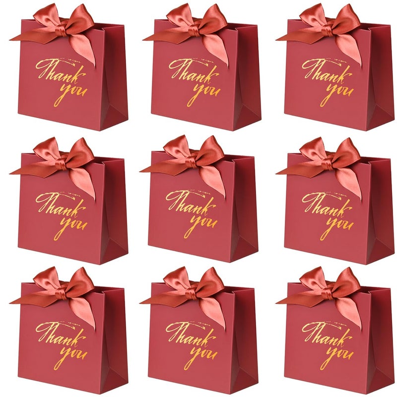 DECHISY 24Pack Thank You Gift Bags, Favor Small Treat Boxes with Bow Ribbon, Paper Bags Bulk for Wedding Baby Shower Business Party Supplies (Red) - Image 1