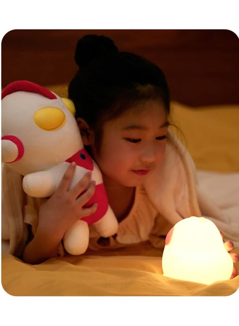 bbet Night Lamp for Kids,Chicken  Shape Silicone Baby Night Light, LED Night Light Colorful Light Color USB Charging Timed Automatic Shutdown Smile Pear-Shape Silicone Bedside Lamp Decoration for Baby, Kids, Teenagers Bedroom,Bed Night Light Cute Gift for Kids, room lights  - Image 3