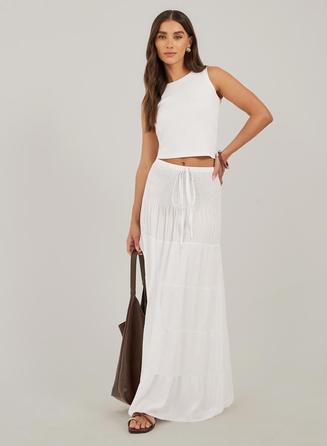 Styli Smocked Tiered A-Line Maxi Dress - Image 1