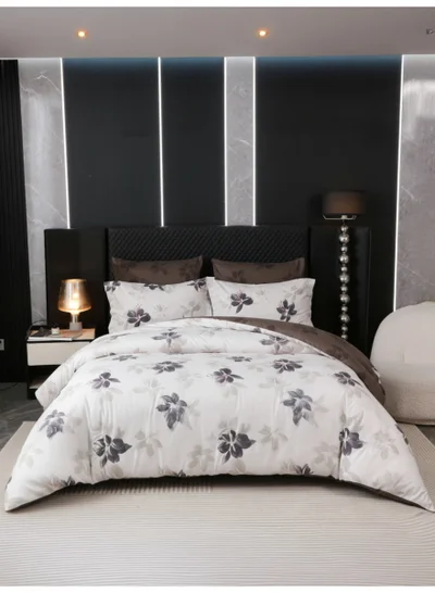 Donetella Printed Duvet Set, King Size Fits 200x200 cm – 6-Pcs Bed Set, 130 GSM Brushed Microfiber Fabric, 1 Duvet Cover, 1 Fitted Sheet, 2 Pillow Shams, 2 Pillowcases (Filler Not Included)