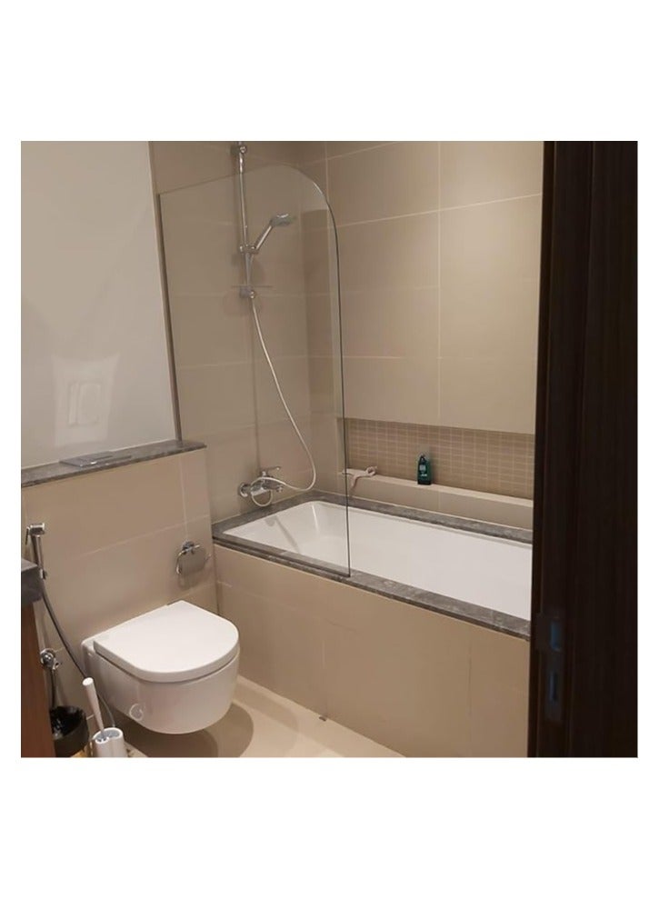 SS Tech Bathtub Shower Screen – Frameless Clear Glass Panel with Durable Stainless Steel Frame, Splash Guard for Bathroom - Image 1