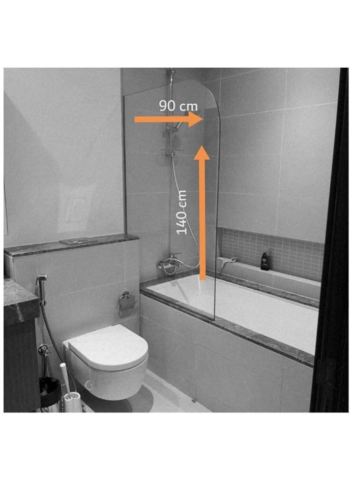 SS Tech Bathtub Shower Screen – Frameless Clear Glass Panel with Durable Stainless Steel Frame, Splash Guard for Bathroom - Image 2