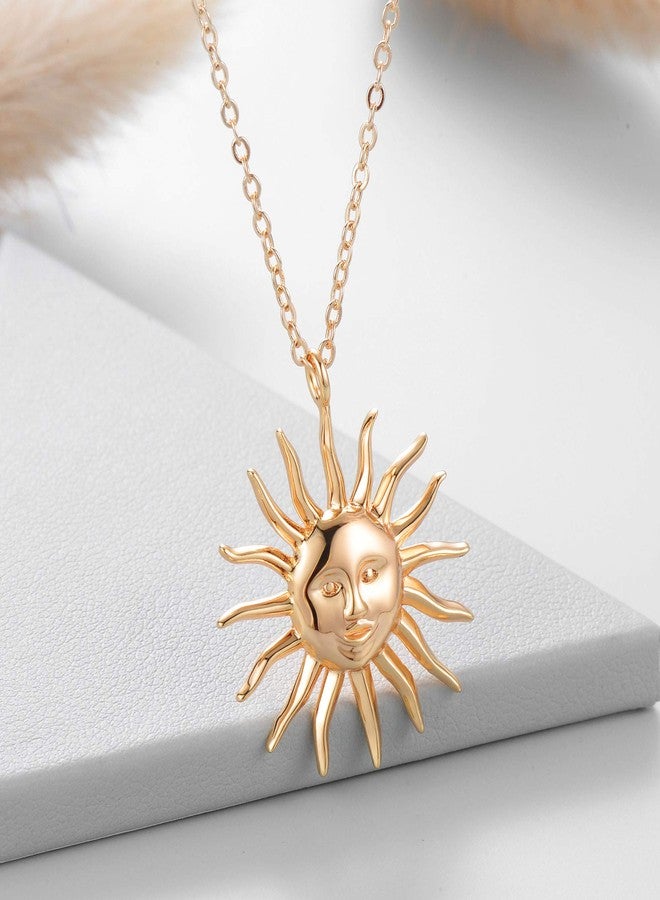MEVECCO Sun Necklace 18K Gold Plated Dainty Gold Necklace Women Sunshine Pendant Choker Delicate Gold Sunburst Layering Necklace Christmas Gift for her - Image 4