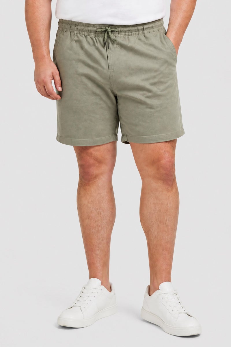 BRAVEN Men Solid Basic Shorts, Sage Green - Image 1