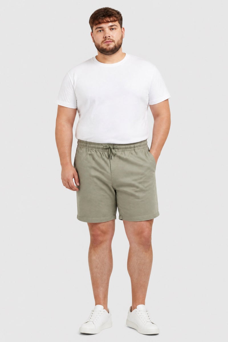 BRAVEN Men Solid Basic Shorts, Sage Green - Image 2