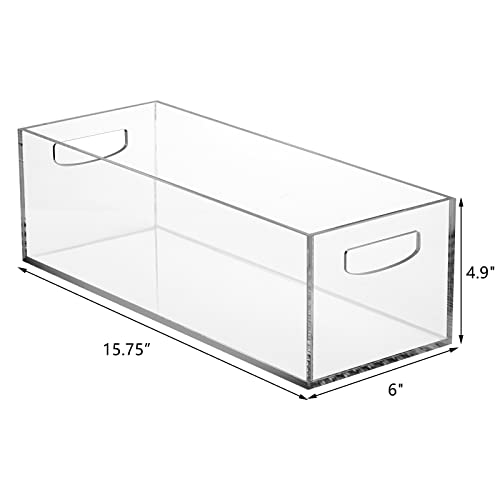 Frcctre 2 Pack Acrylic DVD/CD Storage Box, Clear DVD Holder Case with Handles, Stackable Storage Container Shelf Organizer Bin for CDs, Video Games, Blu-ray, Books, Home, Office - Image 2