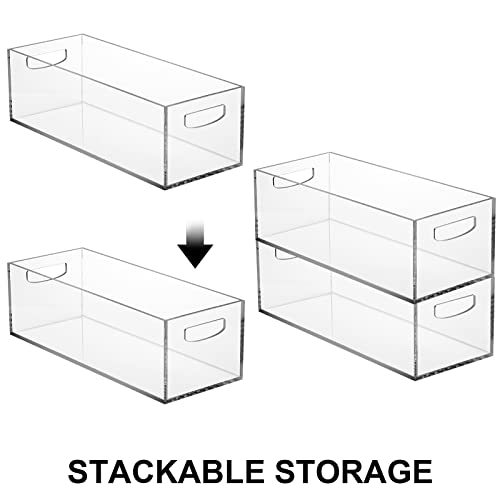 Frcctre 2 Pack Acrylic DVD/CD Storage Box, Clear DVD Holder Case with Handles, Stackable Storage Container Shelf Organizer Bin for CDs, Video Games, Blu-ray, Books, Home, Office - Image 3