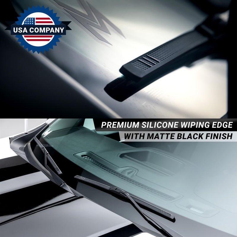 Mega Racer Premium Silicone Carbon Fiber Windshield Wiper Blades 24" & 18" - Patented All-Season, Quiet & Smooth Streak-Free Clean Wipe, OEM Quality, Front Automotive Replacement Wipers for Car & Truck (2 Pack) - Image 3