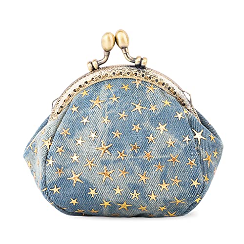 iSuperb Coin Purse Coin Bag Star Pouch Kiss-Lock Change Purse Small Wallets Coin Pouch for Women (Blue) - Image 1