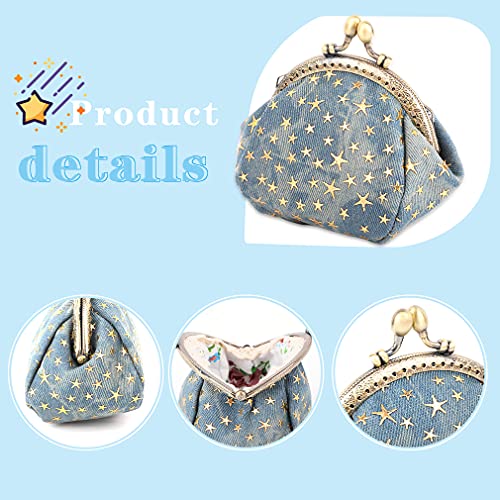 iSuperb Coin Purse Coin Bag Star Pouch Kiss-Lock Change Purse Small Wallets Coin Pouch for Women (Blue) - Image 5