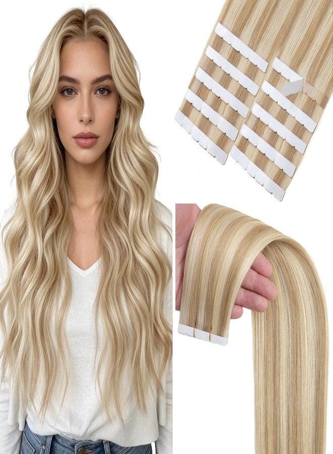 Lacer Mini Tape in Hair Extensions Ash Blonde Mixed Light Blonde 16 Inch - Image 1
