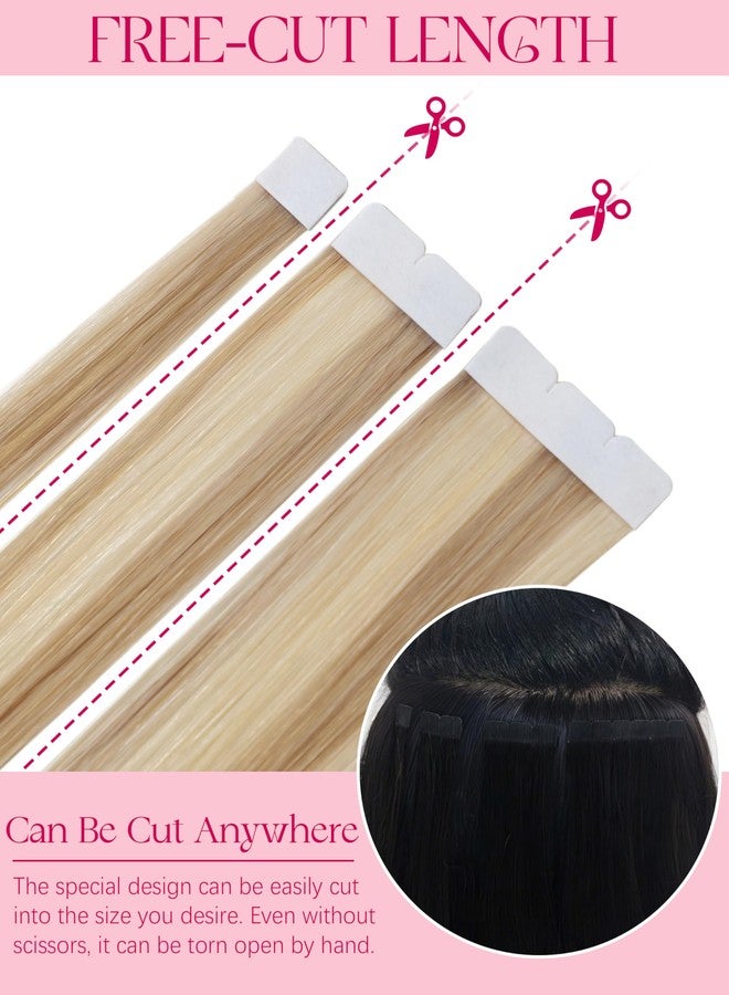 Lacer Mini Tape in Hair Extensions Ash Blonde Mixed Light Blonde 16 Inch - Image 3
