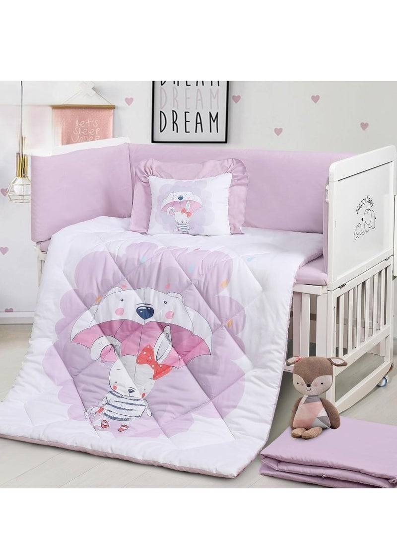 هورس مفرش سرير حواجز سرير اطفال 5 قطع صيفي ليمنح طفلك الراحة من المايكروفايبر ، 5 قطع مقاس اللحاف 132x104سم - Image 1