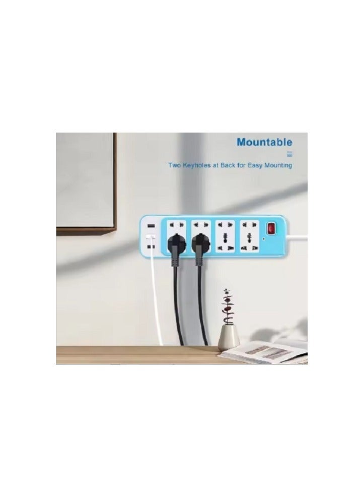 Power strip - 4 outlets - 3 USB - white - Image 2