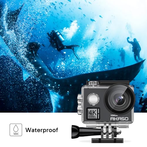 AKASO V50 Elite 4K60fps شاشة لمس كاميرا أكشن واي فاي تحكم صوتي EIS مقاومة للماء حتى 131 قدم تكبير 8X تحكم عن بعد - Image 5