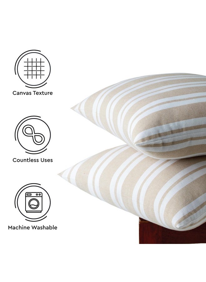 Encasa XO Homes Cushion Covers 2 Pcs Set(40X40 Cm)-Franca Beige Stripes-Decorative Large Square Colourful Washable Eco-Cotton,Pillow Cases For Living Room,Sofa,Chair,Bedroom,Home&Hotel,120 TC - pzsku/Z0F5E7B96F6563E008633Z/45/_/1738306485/f632e281-8f46-482e-8232-33813120ac50