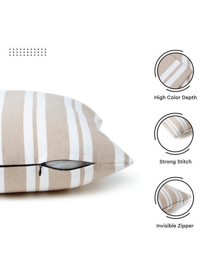 Encasa XO Homes Cushion Covers 2 Pcs Set(40X40 Cm)-Franca Beige Stripes-Decorative Large Square Colourful Washable Eco-Cotton,Pillow Cases For Living Room,Sofa,Chair,Bedroom,Home&Hotel,120 TC - pzsku/Z0F5E7B96F6563E008633Z/45/_/1738306518/b13d08e5-28f5-4731-b358-7a2aa778153a