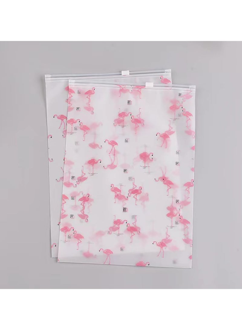 جنرال **Zip Lock Ziplock Bag، حقيبة تخزين ملابس بلاستيكية كبيرة بقياس 35 × 45 سم، حقيبة موفرة للمساحة ذات سطح مغطى بطبقة مجمدة ونمط الفلامنغو، حقيبة شفافة بسحاب لتخزين الملابس والأحذية ومستحضرات التجميل (50 قطعة).**  - Image 4