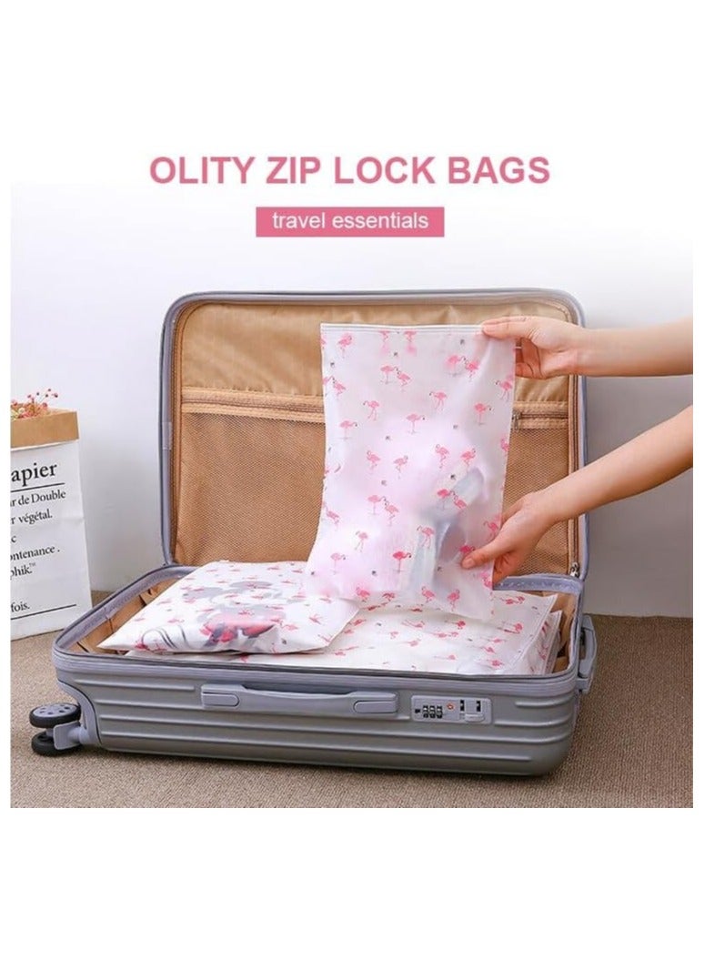 جنرال **Zip Lock Ziplock Bag، حقيبة تخزين ملابس بلاستيكية كبيرة بقياس 35 × 45 سم، حقيبة موفرة للمساحة ذات سطح مغطى بطبقة مجمدة ونمط الفلامنغو، حقيبة شفافة بسحاب لتخزين الملابس والأحذية ومستحضرات التجميل (50 قطعة).**  - Image 5