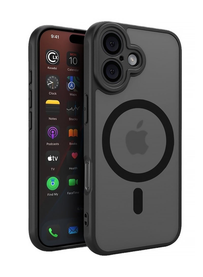 Raxoom iPhone 16 Case, Back Coverã€N52 Stronger Magnetsã€‘ã€Shockproof Grade Protectionã€‘Anti-Fingerprints Anti-Scratch, Never Yellowing Slim Magnetic iPhone 16 Cover 6.1 inch Black - Image 1