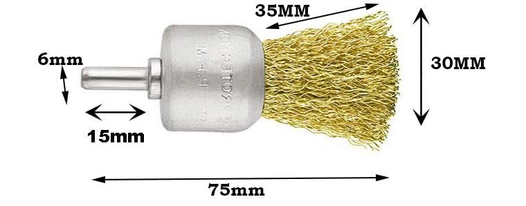 Inditrust Inditrust 30mm end brush wire brush tool for rust removal paint removal deburring sharp edges brass coated 10 pcs - Image 2