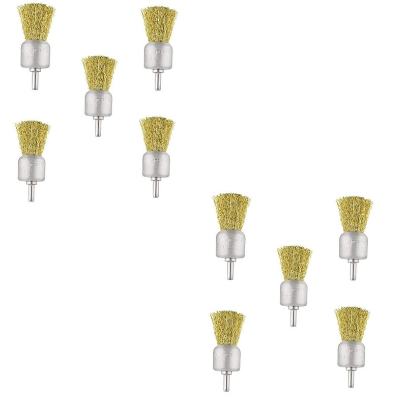 Inditrust Inditrust 30mm end brush wire brush tool for rust removal paint removal deburring sharp edges brass coated 10 pcs - Image 1