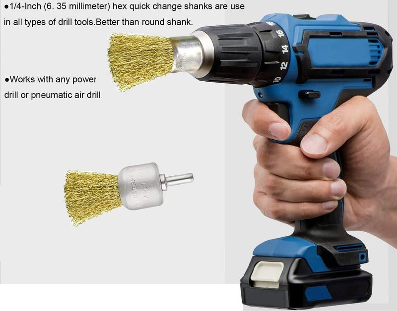 Inditrust Inditrust 30mm end brush wire brush tool for rust removal paint removal deburring sharp edges brass coated 10 pcs - Image 3