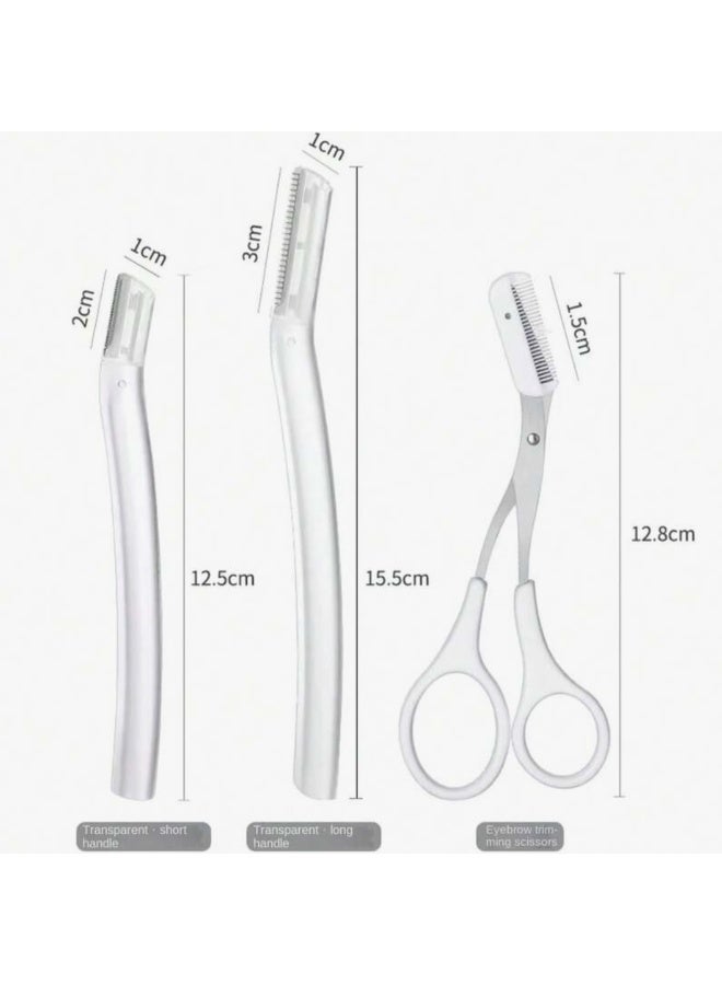 مجموعة تشذيب الحواجب الشفافة المكونة من 3 قطع للمبتدئين، أداة محمولة لإزالة شعر الوجه - Image 2
