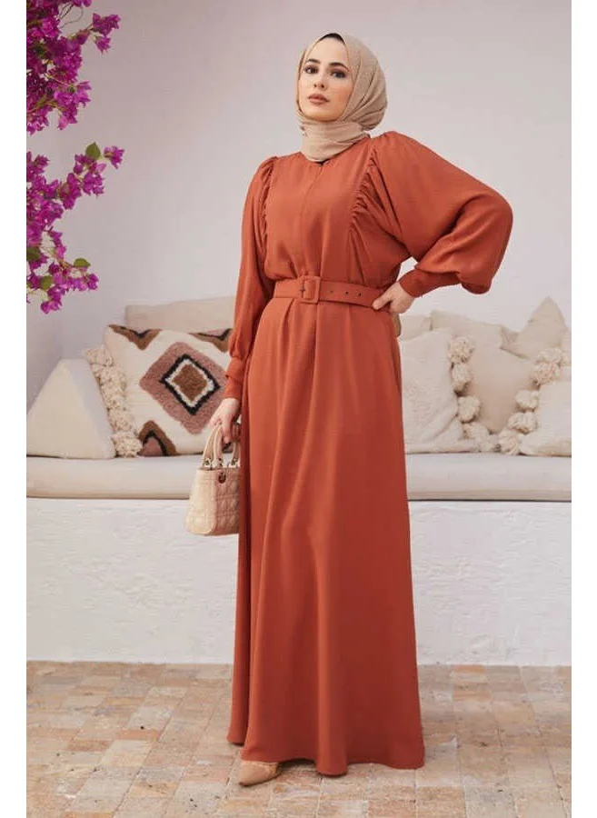 نيوايز 6583-CREP Dress Tan
