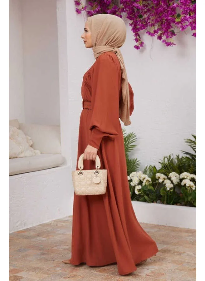 نيوايز 6583-CREP Dress Tan