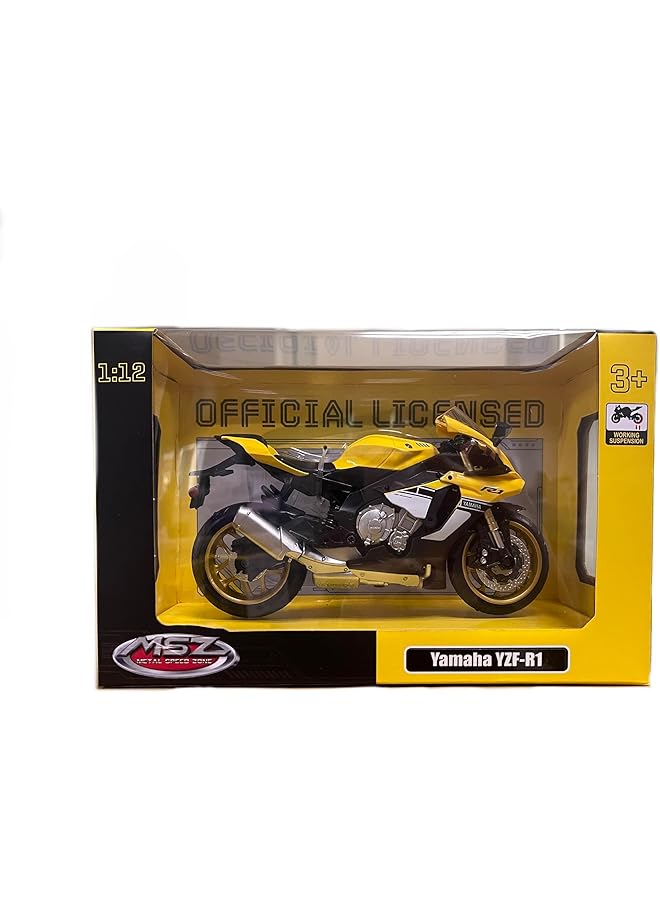 إيروريكس نسخة طبق الأصل من دراجة ياماها Yzf R1 الصفراء المصبوبة، إصدار محدود الحجم 1 12 للأطفال من سن 3 سنوات فما فوق - Image 2