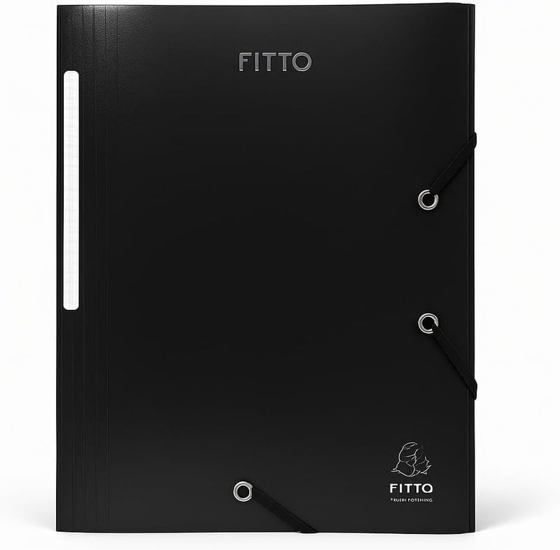 Fitto Card Board Folder for A4 Sheets - 34x26cm, Black Office Document Storage - Image 1