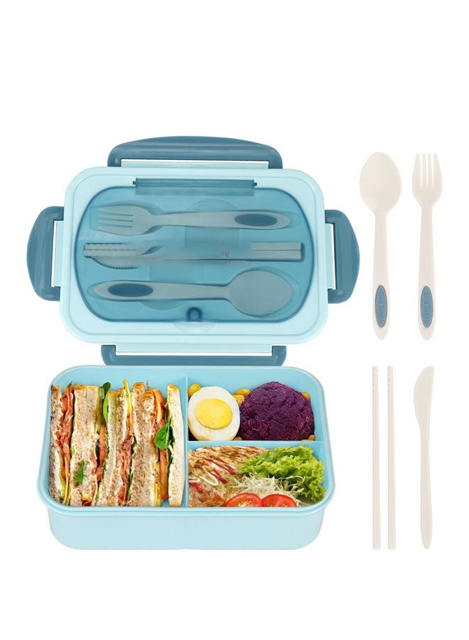 joyzzz Lunch Box for Adults and Kids 3 Compartment Lunch Box with Fork - Durable Perfect Size - Leak-Proof - Reusable - BPA Free and Freezer Safe Food Containers - Image 1