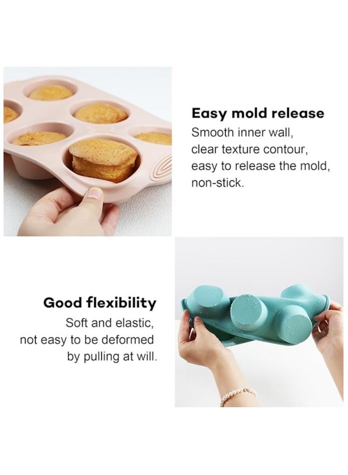 3 Pcs Silicone Muffin Pan,6-Cavity Nonstick Baking Tray for Brownies, Muffins,Jellies, Pudding, Sandwich Cookies, Food Grade Pack of 3 Colors - Image 3