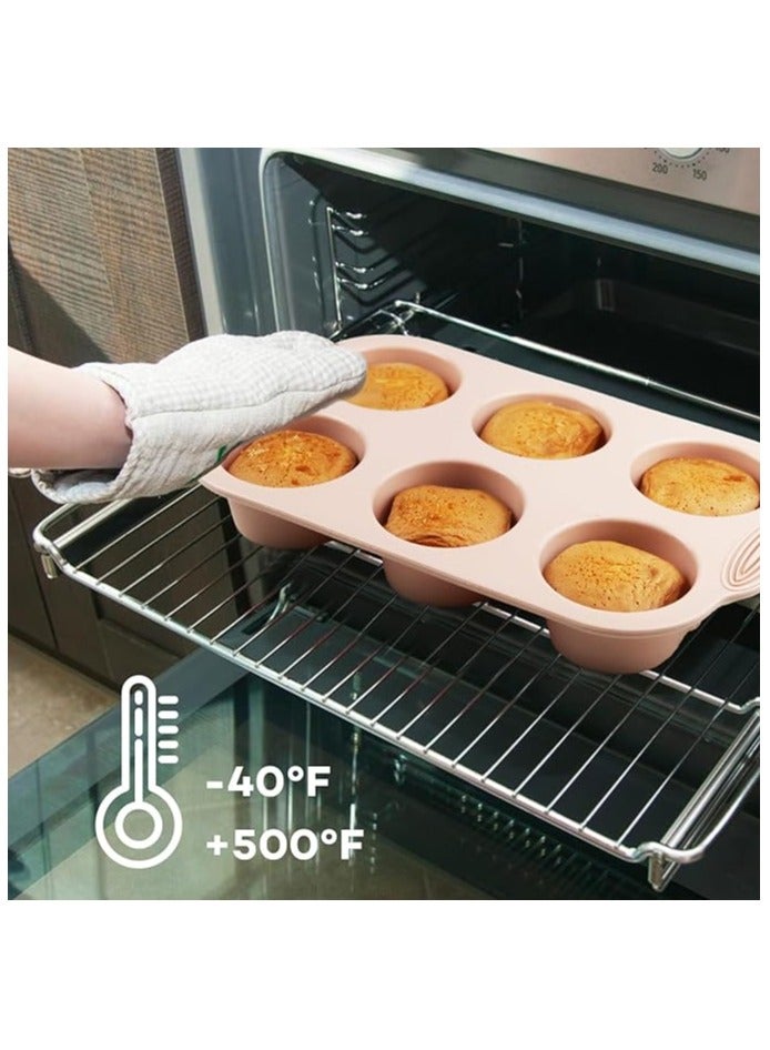 3 Pcs Silicone Muffin Pan,6-Cavity Nonstick Baking Tray for Brownies, Muffins,Jellies, Pudding, Sandwich Cookies, Food Grade Pack of 3 Colors - Image 5