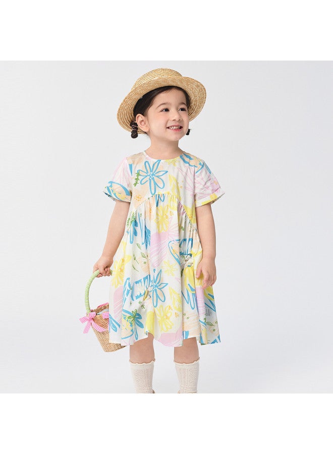 Balabala Kids Dress For Girls, Large Flared Skirt, 2025 Summer New Fashion Print - Image 2
