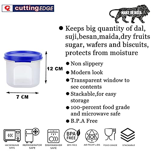Cutting EDGE Smart Slim Storage Set of 6 – 250ML | Airtight & Leak-Resistant Round Modular Plastic Containers for Pasta, Snacks & Cookies | Stackable, BPA-Free, Refrigerator Safe – Dark Blue - Image 4