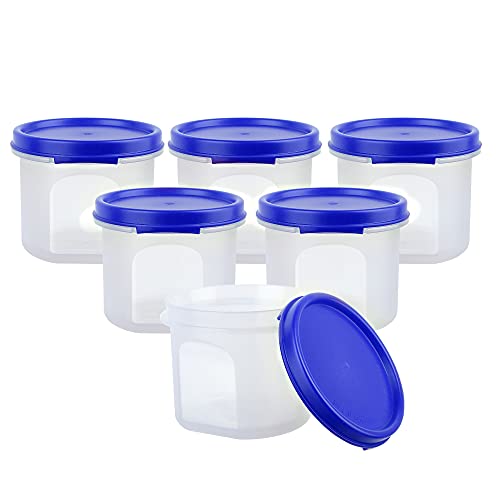 Cutting EDGE Smart Slim Storage Set of 6 – 250ML | Airtight & Leak-Resistant Round Modular Plastic Containers for Pasta, Snacks & Cookies | Stackable, BPA-Free, Refrigerator Safe – Dark Blue - Image 2
