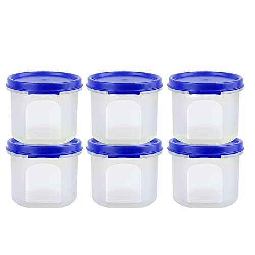 Cutting EDGE Smart Slim Storage Set of 6 – 250ML | Airtight & Leak-Resistant Round Modular Plastic Containers for Pasta, Snacks & Cookies | Stackable, BPA-Free, Refrigerator Safe – Dark Blue - Image 3