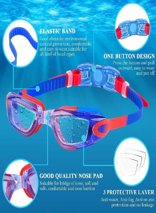 COOLOO COOLOO Kids Swim Goggles, 2 Packs Crystal Clear Swimming Goggles for Kids, and Teens  - Image 2